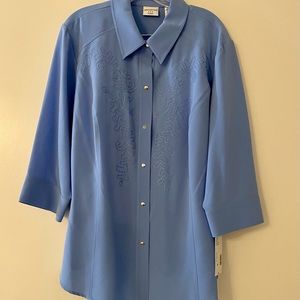 Covington Woman Blue Embroidered Blouse 20W